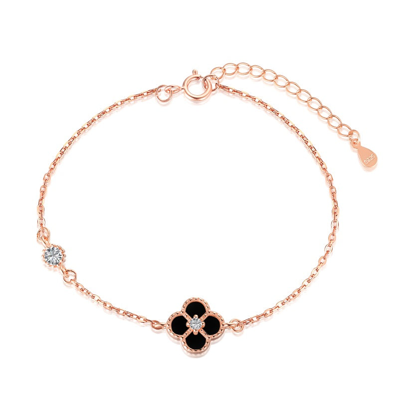 Rose Gold Black Clover Bracelet