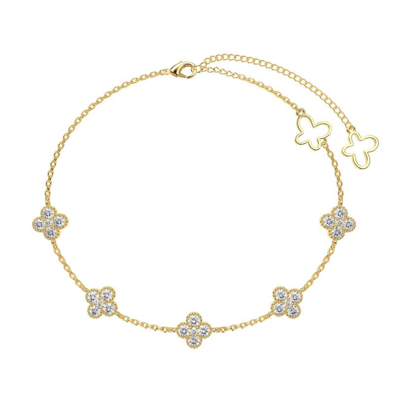 Gold Flora Pavé Clover Bracelet - Luxe Emporium x