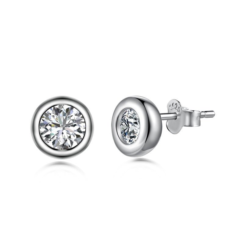 Sterling Silver Bezel 0.5ct Stud Earrings - Luxe Emporium x