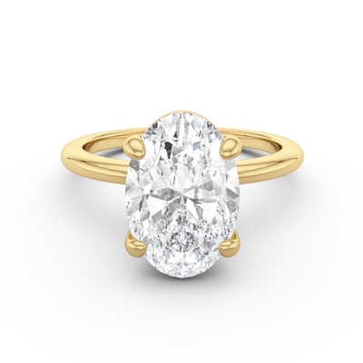 Gold Plain Band Solitaire Ring - Luxe Emporium x