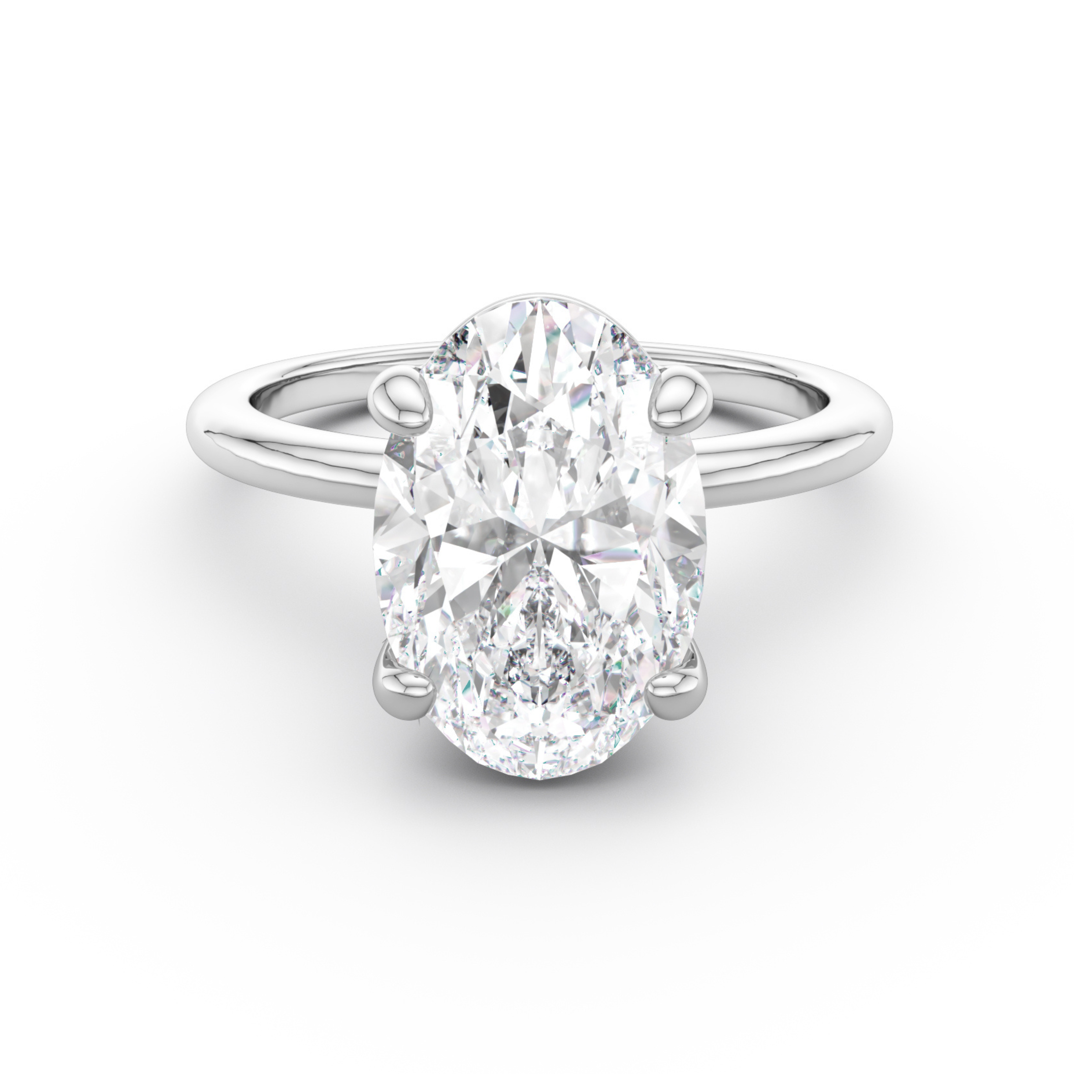 Sterling Silver Plain Band Solitaire Ring