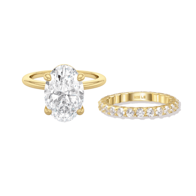 Gold Plain Band Solitaire x Aurelia Wedding Set - Luxe Emporium x