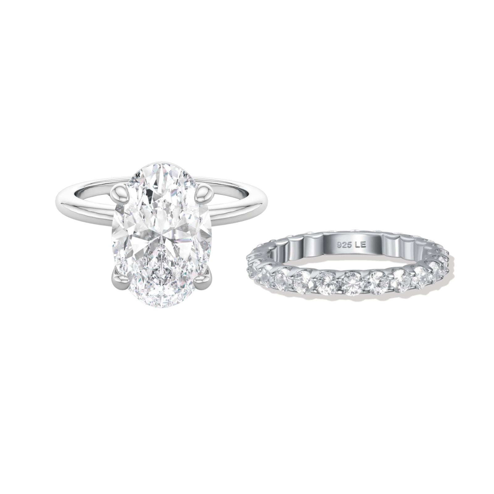 Silver Plain Band Solitaire x Aurelia Wedding Set - Luxe Emporium x