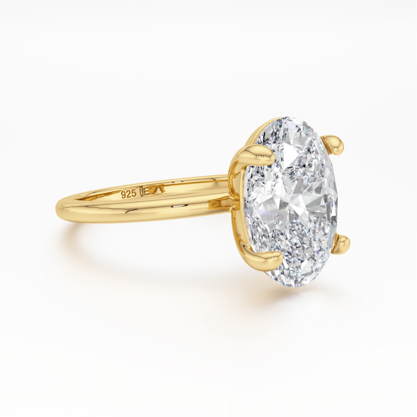 Gold Plain Band Solitaire Ring - Luxe Emporium x
