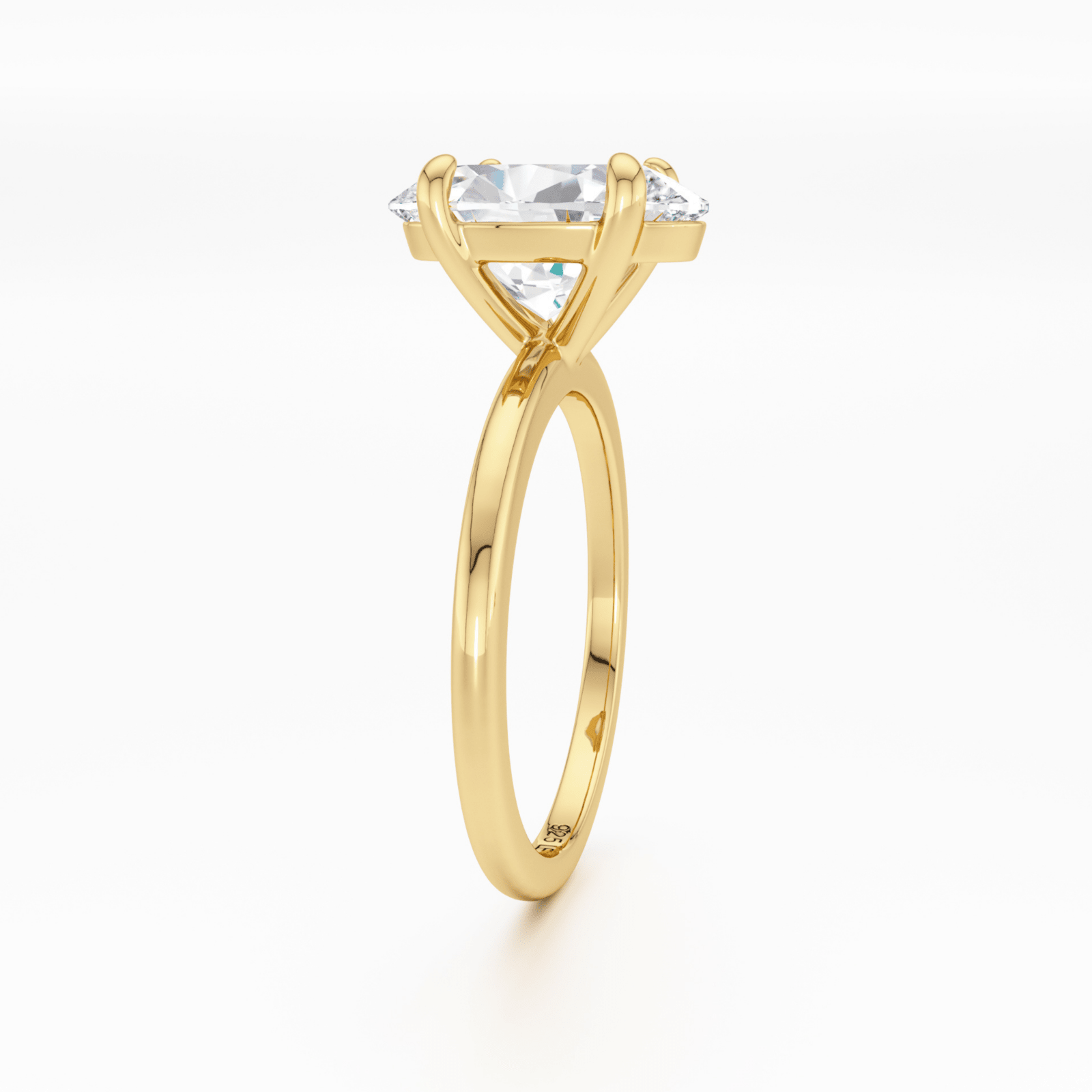 Gold Plain Band Solitaire Ring - Luxe Emporium x