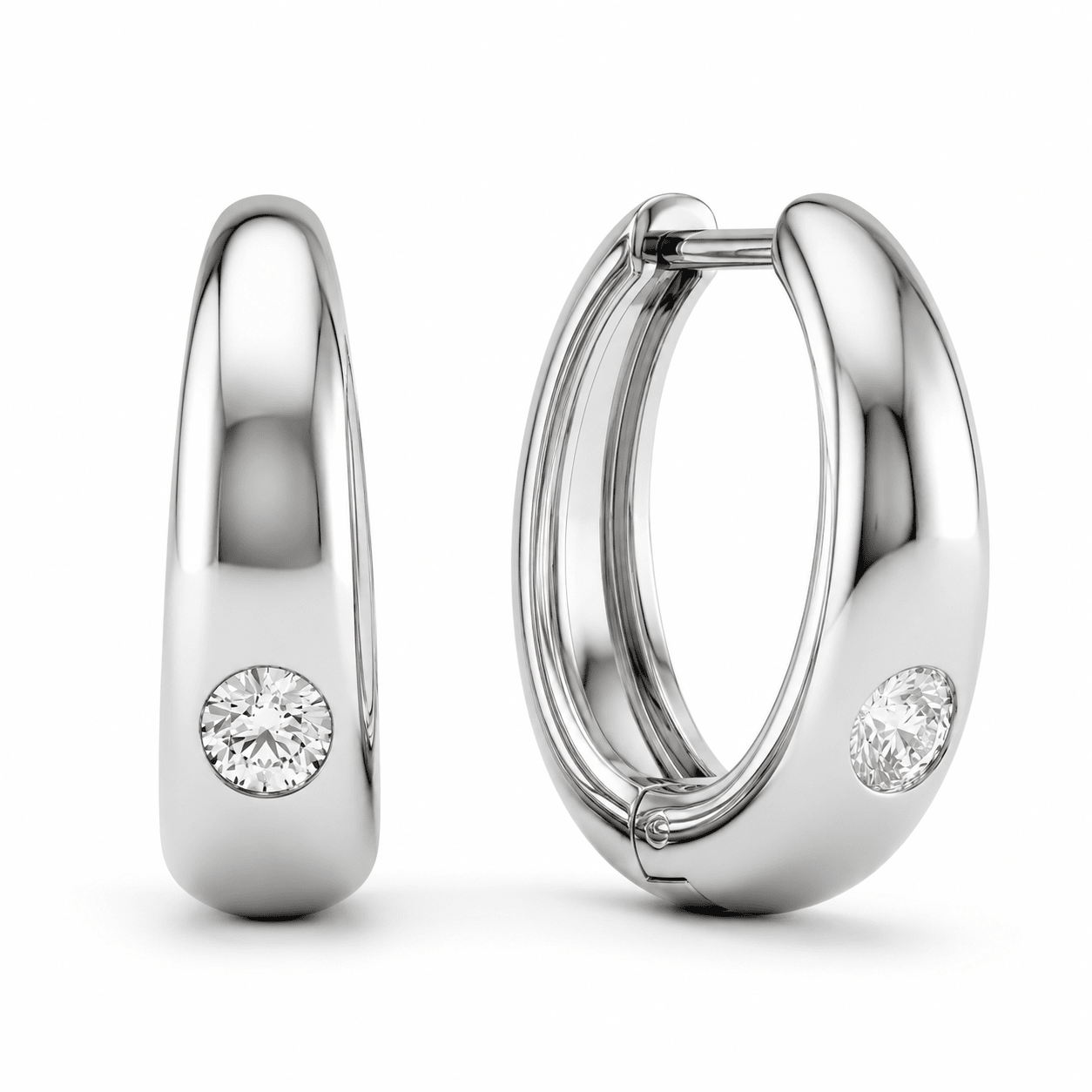 Sterling Silver Evelina Huggie Hoop Earrings - Luxe Emporium x