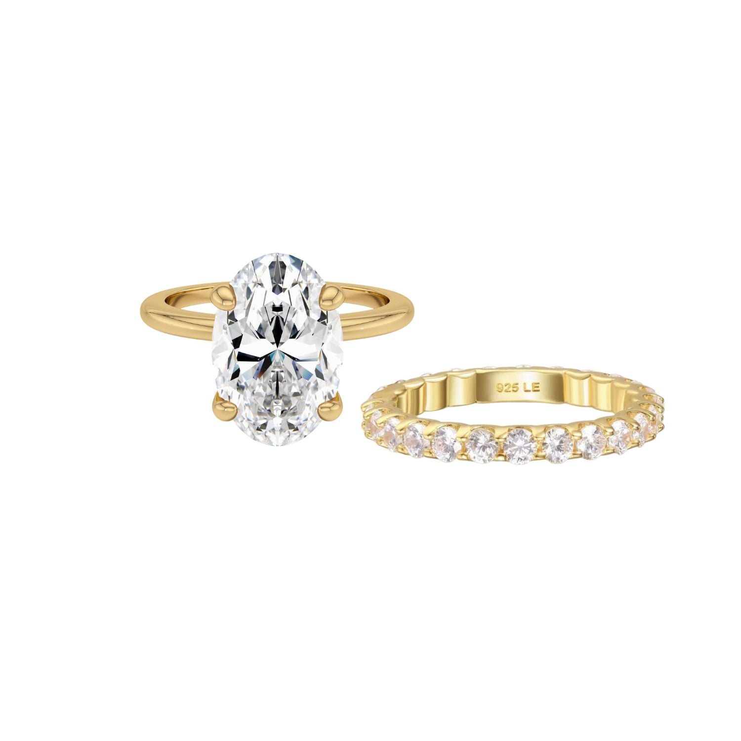 Gold Plain Band Solitaire x Aurelia Wedding Set - Luxe Emporium x