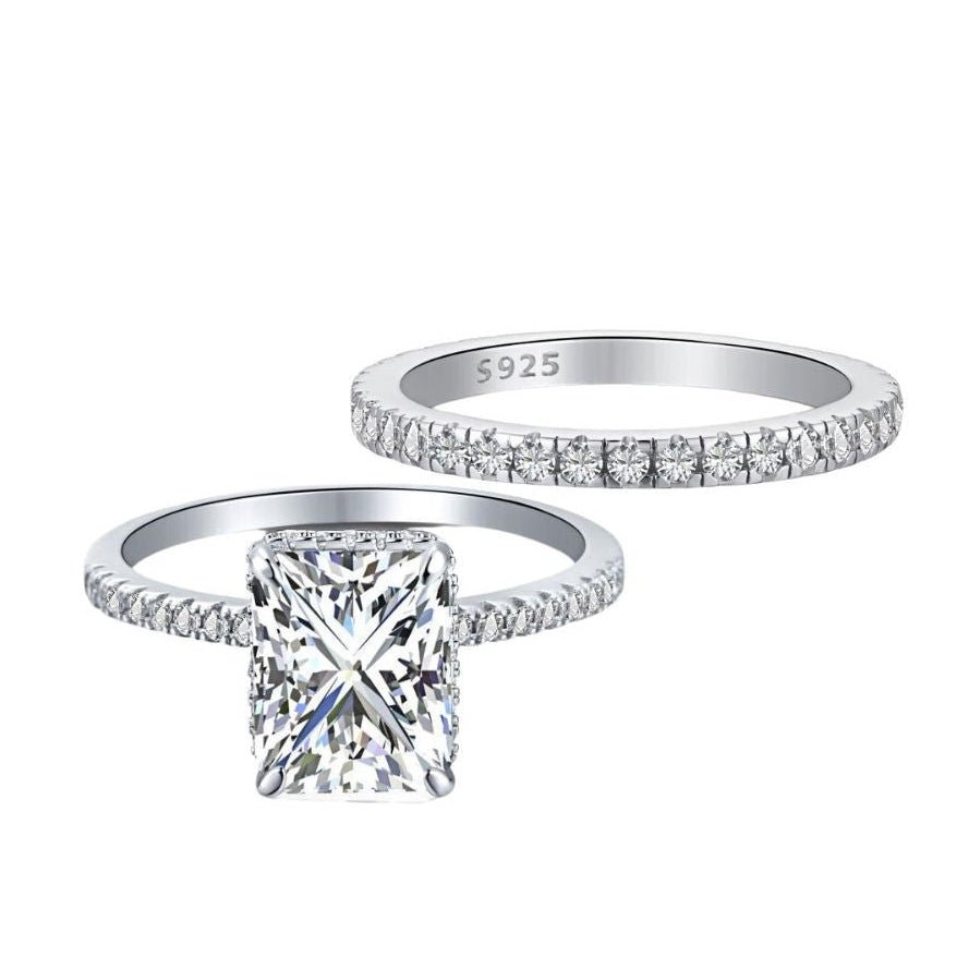 Sterling Silver Jasmine Wedding Ring Set - Luxe Emporium x