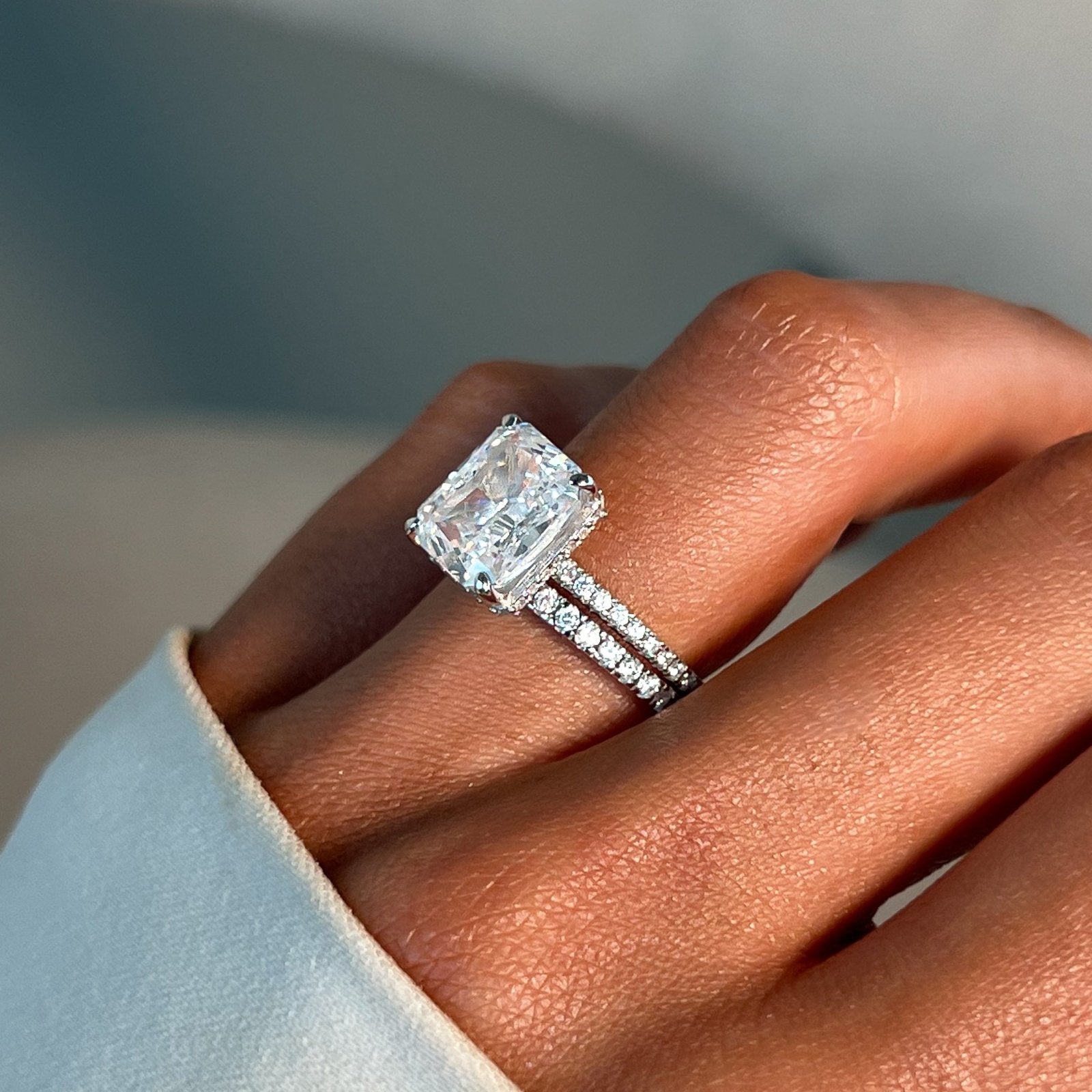 Sterling Silver Emerald Cut Jasmine Ring - Luxe Emporium x