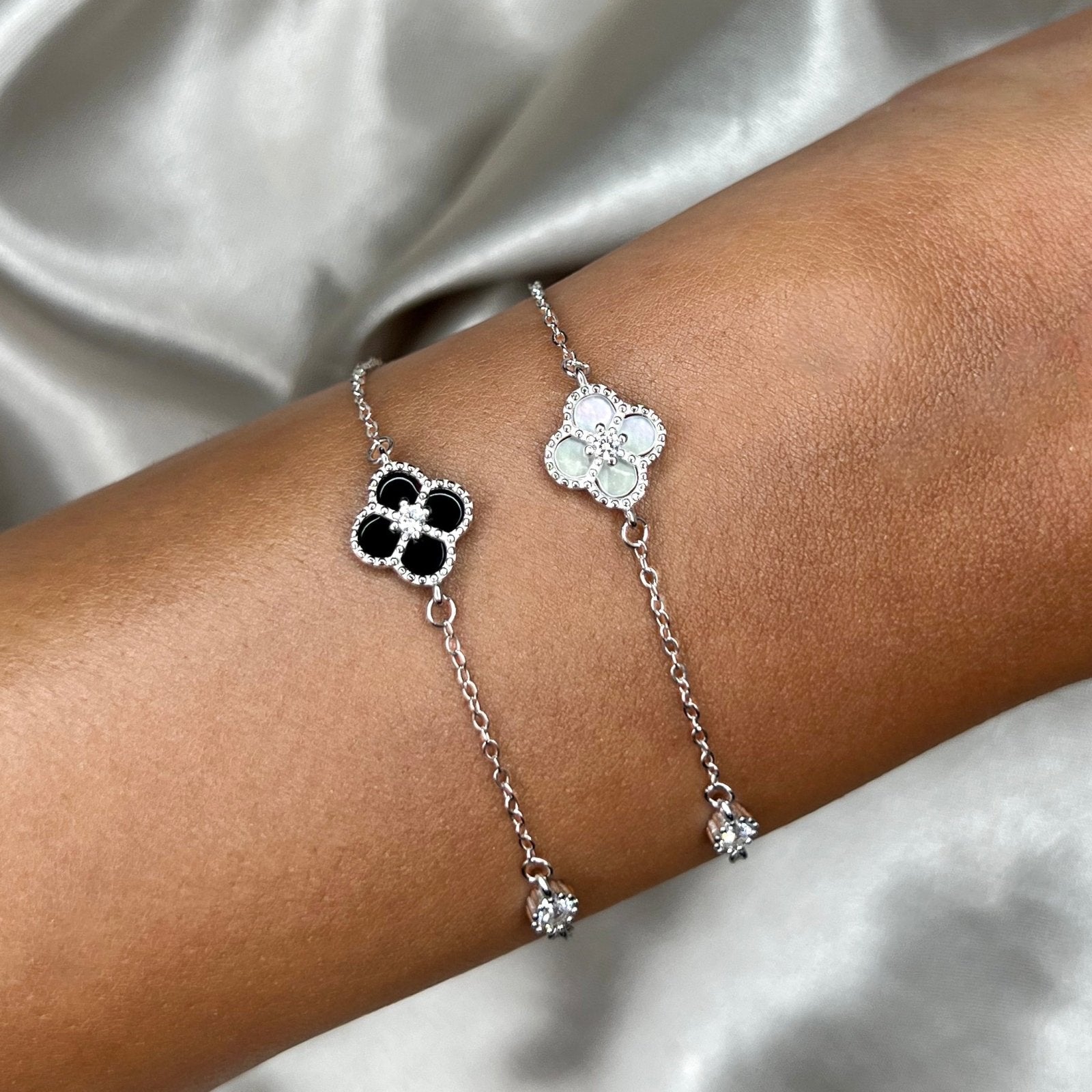 Sterling Silver White Clover Bracelet - Luxe Emporium x