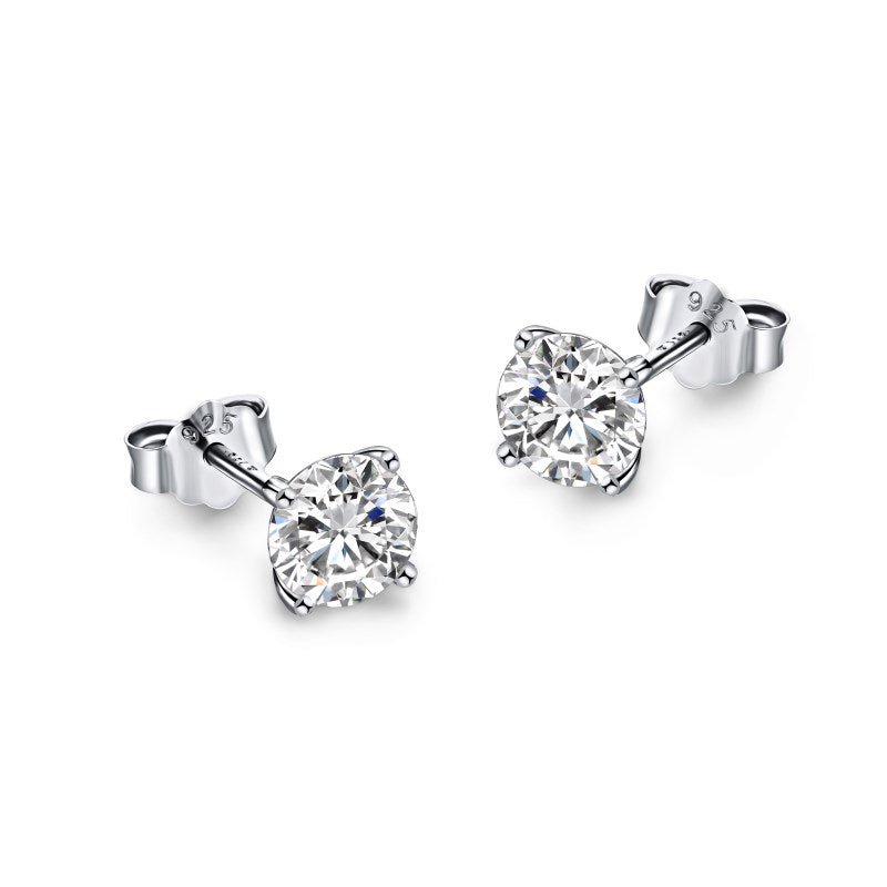 Sterling Silver Round Stud Earrings - Luxe Emporium x