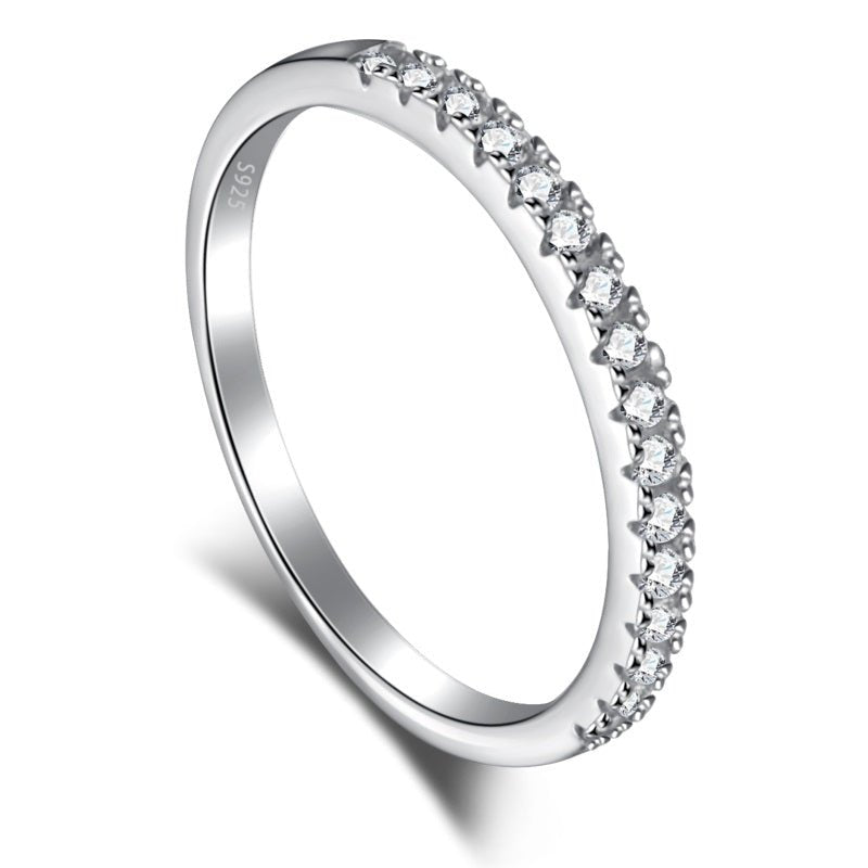 Sterling Silver Half Paved Selene Band Ring - Luxe Emporium x