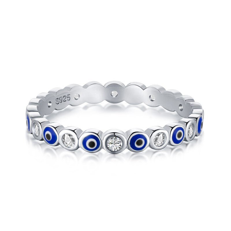 Sterling Silver Evil Eye Ring - Luxe Emporium x