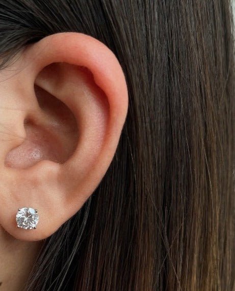 Sterling Silver Round Stud Earrings - Luxe Emporium x