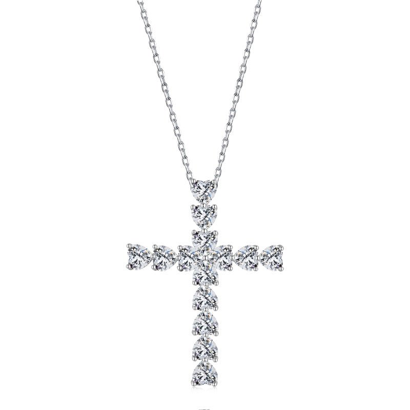 Sterling Silver Love Heart Cross Necklace - Luxe Emporium x