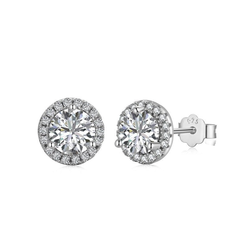 Sterling Silver Mini Round Halo Earrings - Luxe Emporium x