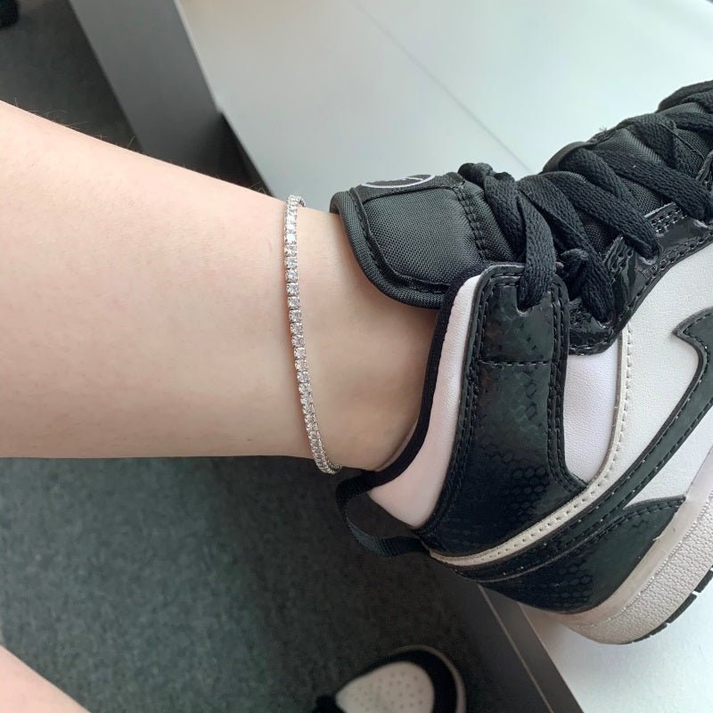 Sterling Silver 3mm Tennis Anklet - Luxe Emporium x