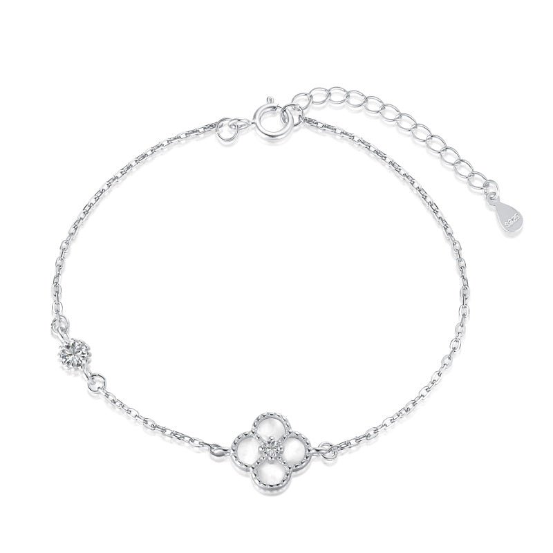 Sterling Silver White Clover Bracelet - Luxe Emporium x