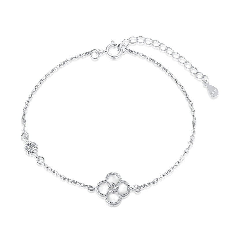 Sterling Silver White Clover Bracelet