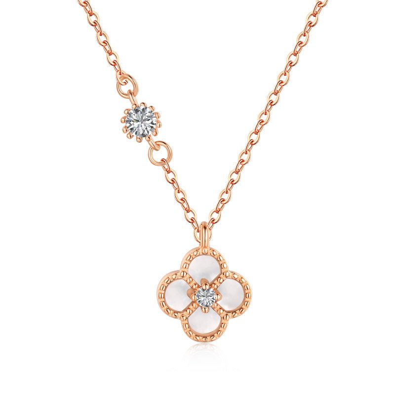 Rose Gold White Clover Necklace - Luxe Emporium x