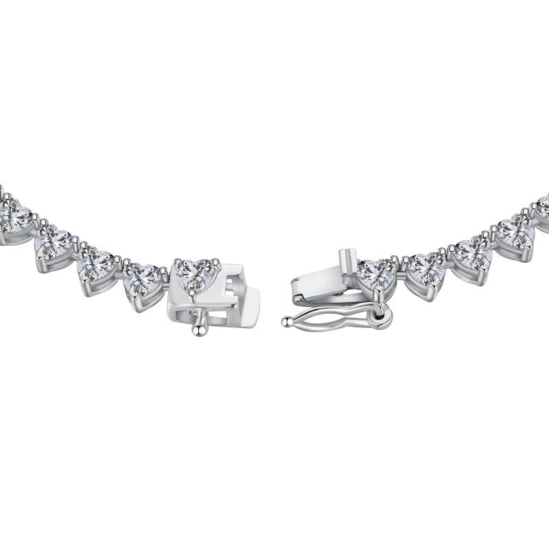 Sterling Silver Premium Heart Tennis Necklace - Luxe Emporium x