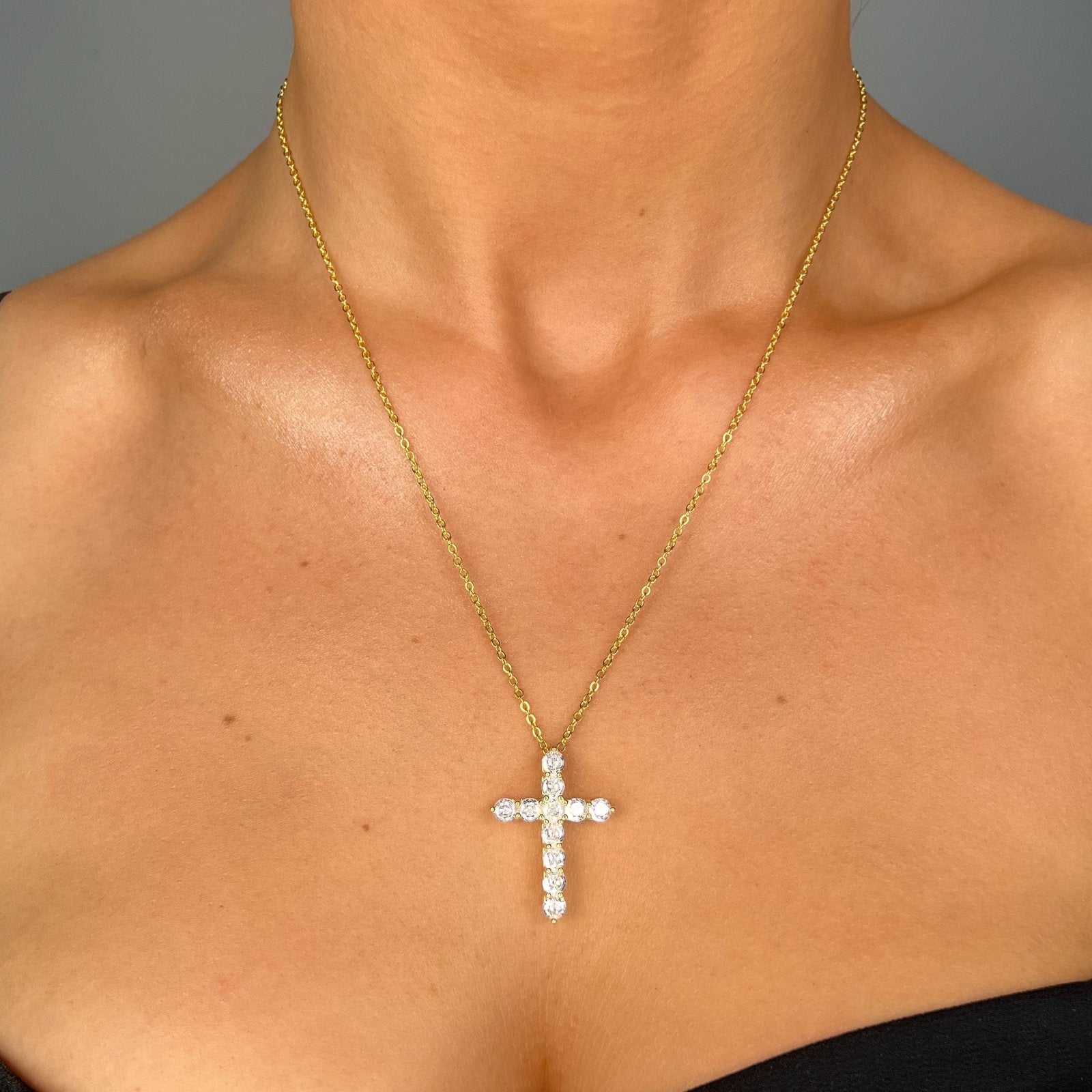 Gold Mini Cross Pendant Necklace - Luxe Emporium x