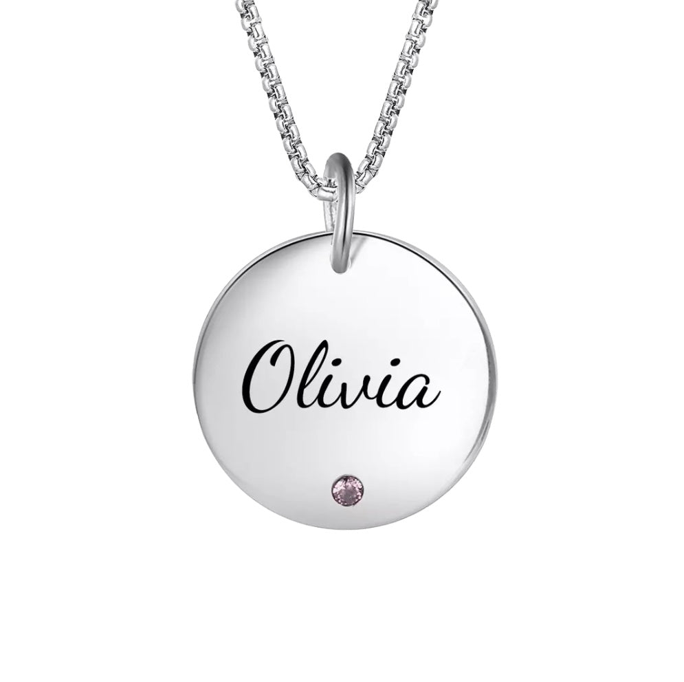 Personalised Name Birthstone Pendant Necklace - Luxe Emporium x