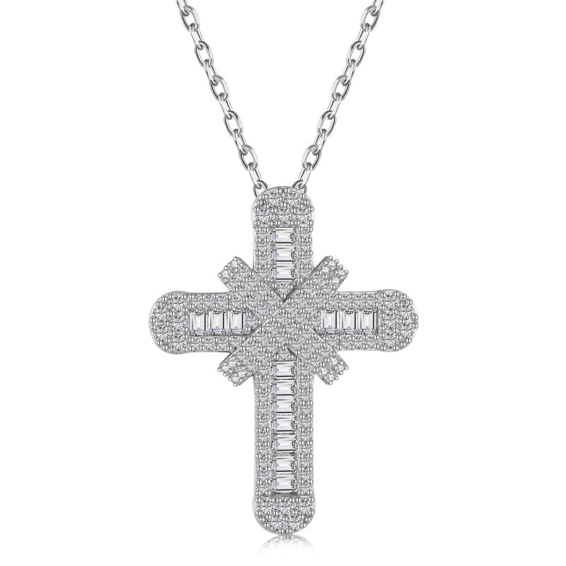 Sterling Silver Adjustable Chain Cross Pendant Necklace - Luxe Emporium x