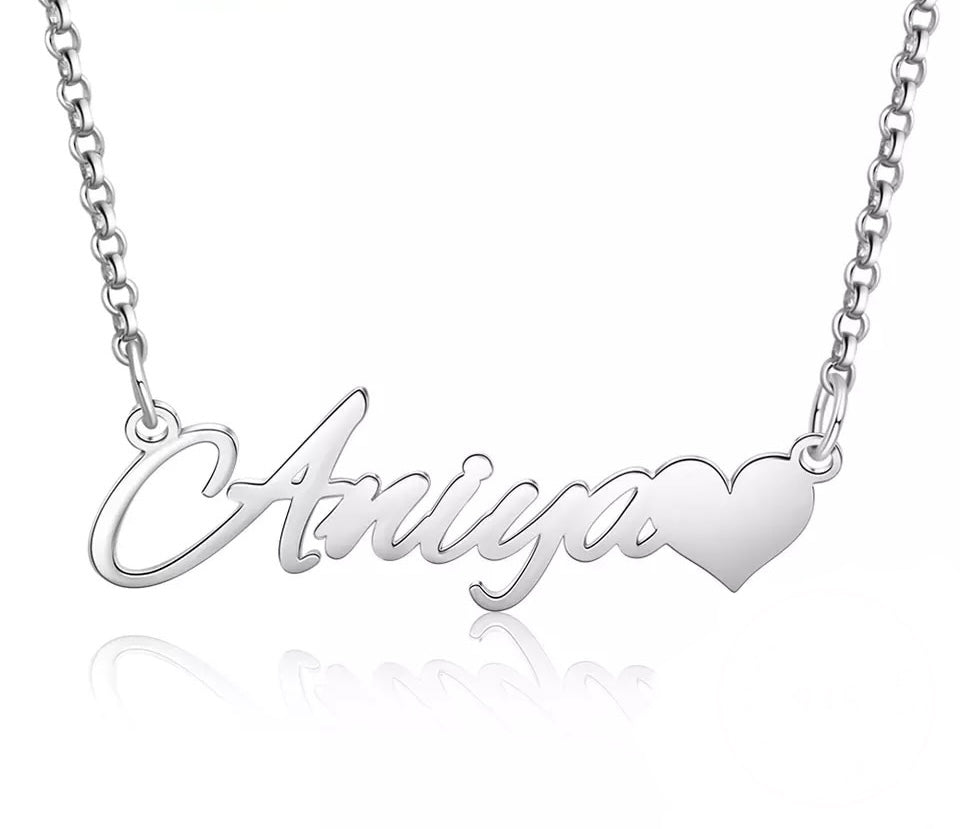Sterling Silver Heart Personalised Name Necklace