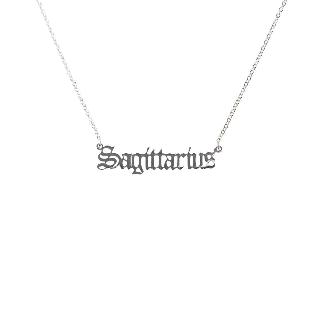 SILVER Old English Zodiac Necklace - Luxe Emporium x